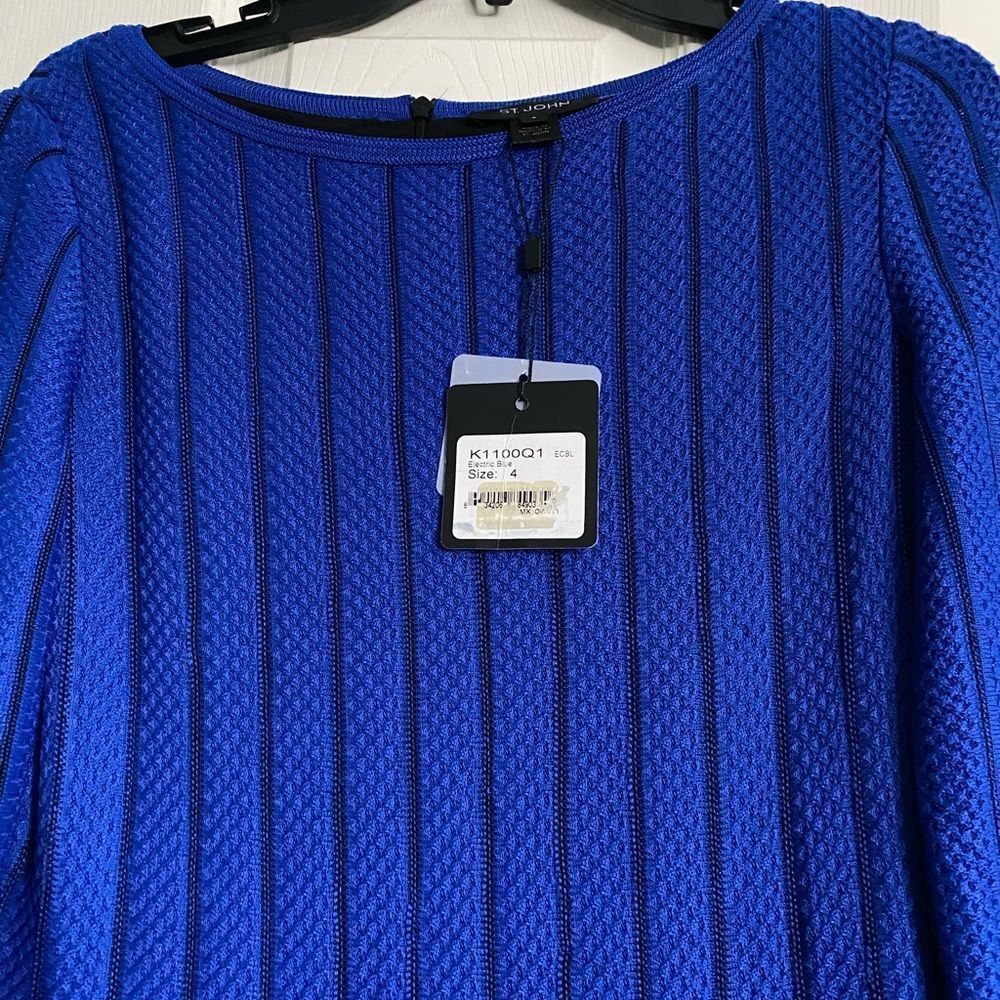 ST. JOHN Fit And Flare Dress In Electric Blue - Picture 5 of 10